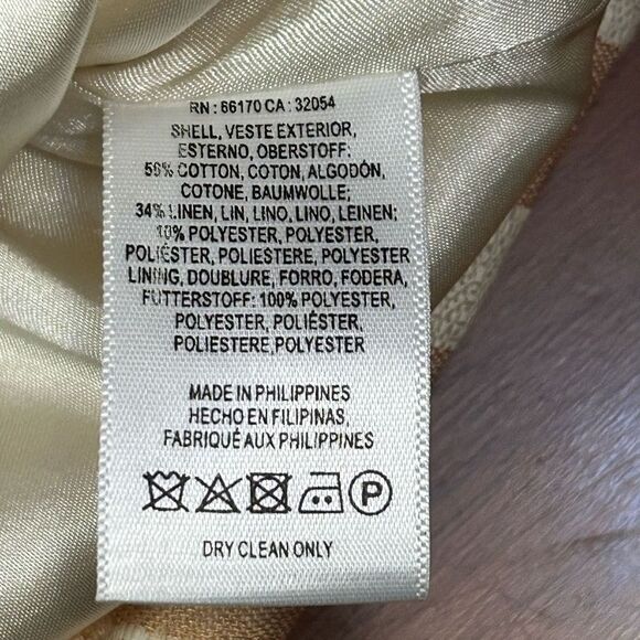 HD in Paris size 2 Anthropologie peach chevron linen lined top - Picture 4 of 7